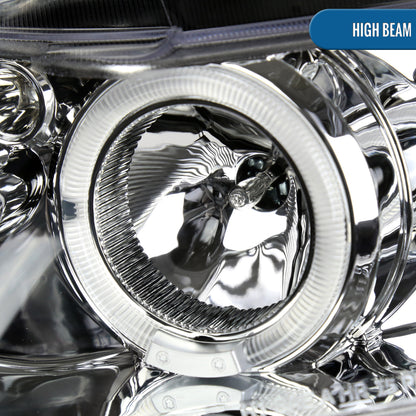 Ronnin - Fits 2006-2011 Honda Civic 2Dr Coupe LED Angel Eyes Dual Halo Rims Projector Headlights Replacement Pair | Chrome