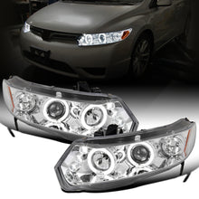 Ronnin - Fits 2006-2011 Honda Civic 2Dr Coupe LED Angel Eyes Dual Halo Rims Projector Headlights Replacement Pair | Chrome