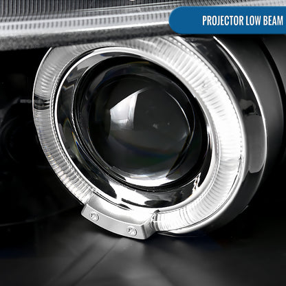 Ronnin - Fits 2006-2011 Honda Civic 2Dr  Coupe LED Angel Eyes Dual Halo Rims Projector Headlights Replacement Pair | Black