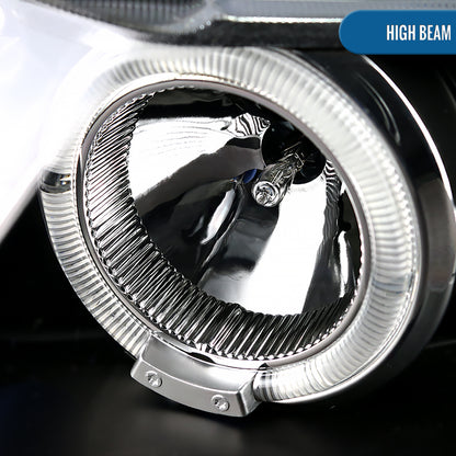 Ronnin - Fits 2006-2011 Honda Civic 2Dr  Coupe LED Angel Eyes Dual Halo Rims Projector Headlights Replacement Pair | Black