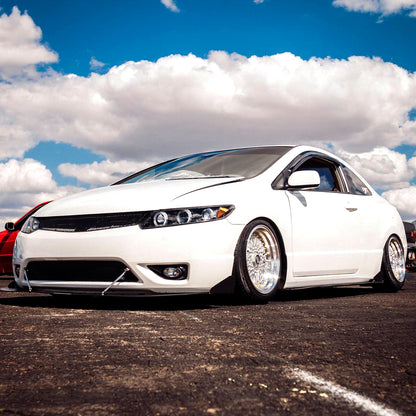 Ronnin - Fits 2006-2011 Honda Civic 2Dr  Coupe LED Angel Eyes Dual Halo Rims Projector Headlights Replacement Pair | Black