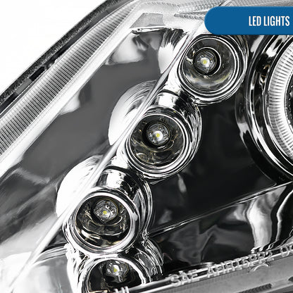 Ronnin - Fits 2006-2011 Honda Civic 4-Door Sedan LED Angel Eyes Dual Halo Rims Projector Headlights Replacement Pair | Chrome