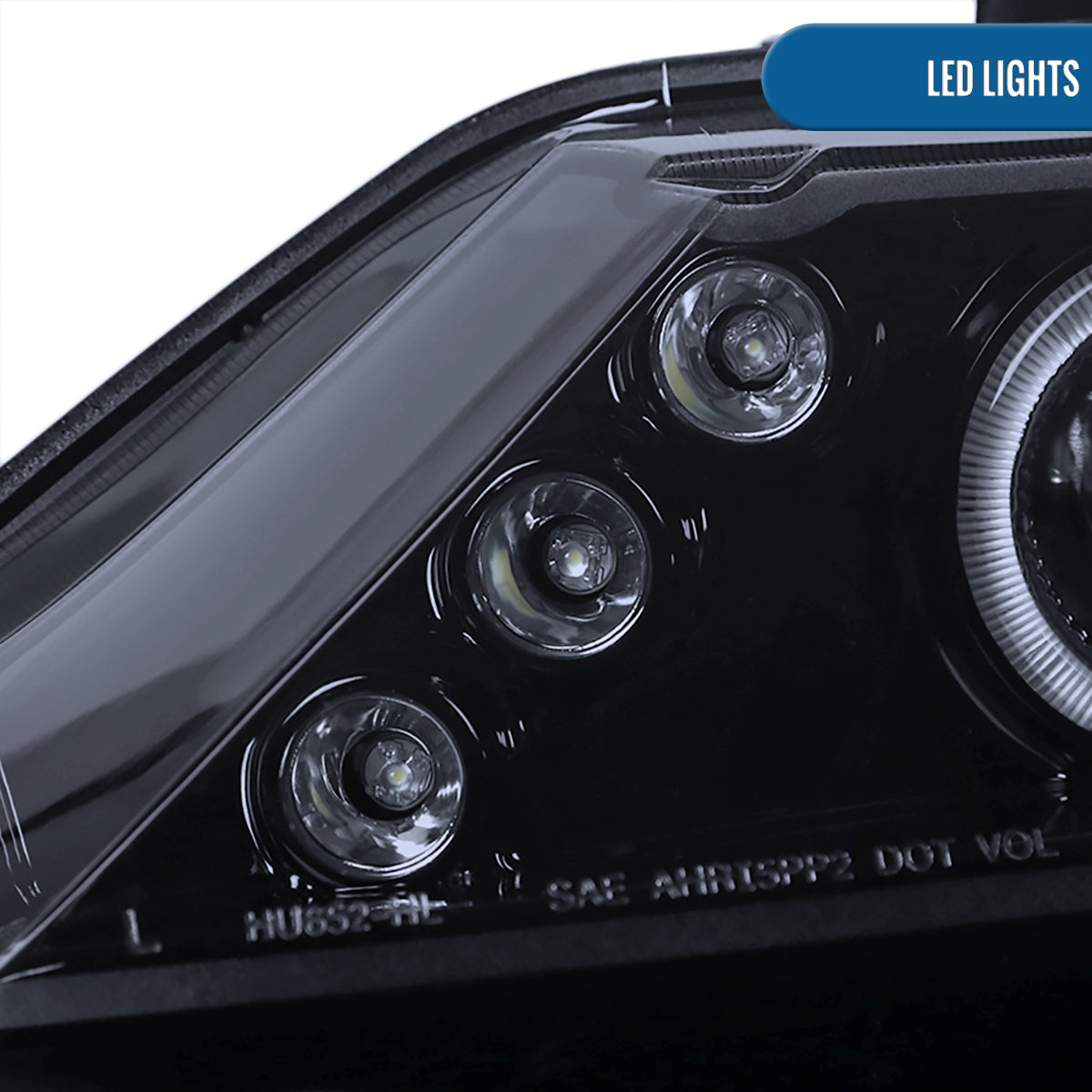 Ronnin - Fits 2006-2011 Honda Civic 4-Door Sedan LED Angel Eyes Dual Halo Rims Projector Headlights Replacement Pair | Black Smoke