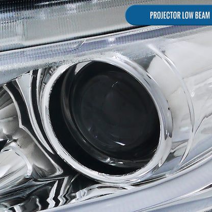 Ronnin - Fits 2012-2013 Honda Civic 2Dr Coupe 2012-2015 4Dr Sedan Upgraded Replacement LED Tube Driving Lights Projector Headlights Assembly Pair | Chrome