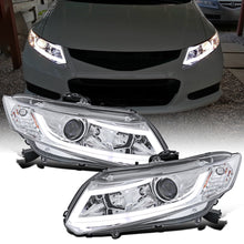Ronnin - Fits 2012-2013 Honda Civic 2Dr Coupe 2012-2015 4Dr Sedan Upgraded Replacement LED Tube Driving Lights Projector Headlights Assembly Pair | Chrome