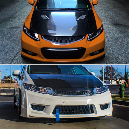 Ronnin - Fits 2012-2013 Honda Civic 2Dr Coupe 2012-2015 4Dr Sedan Upgraded Replacement LED Tube Driving Lights Projector Headlights Assembly Pair | Black Smoke