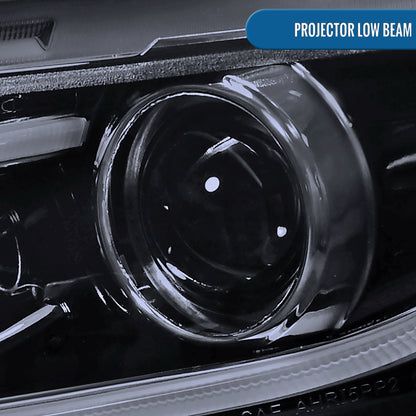 Ronnin - Fits 2012-2013 Honda Civic 2Dr Coupe 2012-2015 4Dr Sedan Upgraded Replacement LED Tube Driving Lights Projector Headlights Assembly Pair | Black Smoke