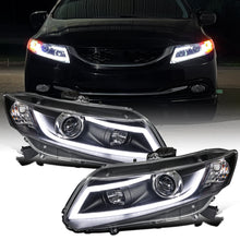 Ronnin - Fits 2012-2013 Honda Civic 2Dr Coupe 2012-2015 4Dr Sedan Upgraded Replacement LED Tube Driving Lights Projector Headlights Assembly Pair | Black