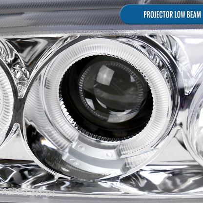 Ronnin - Faros delanteros con proyector de doble aro LED mejorados de repuesto para Honda Civic 1992-1995 | Cromado