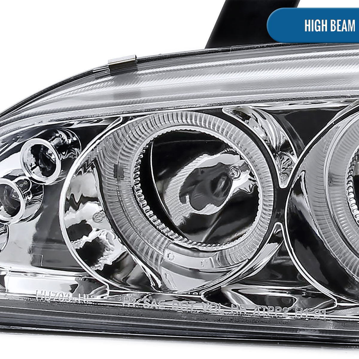 Ronnin - Faros delanteros con proyector de doble aro LED mejorados de repuesto para Honda Civic 1992-1995 | Cromado