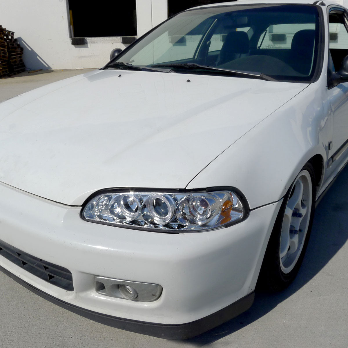 Ronnin - Faros delanteros con proyector de doble aro LED mejorados de repuesto para Honda Civic 1992-1995 | Cromado