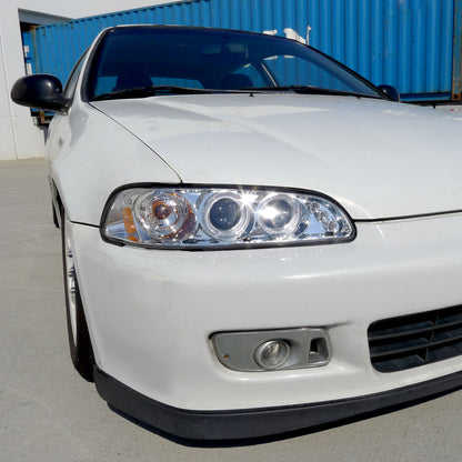 Ronnin - Faros delanteros con proyector de doble aro LED mejorados de repuesto para Honda Civic 1992-1995 | Cromado