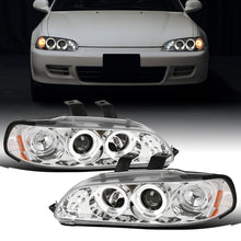 Ronnin - Faros delanteros con proyector de doble aro LED mejorados de repuesto para Honda Civic 1992-1995 | Cromado