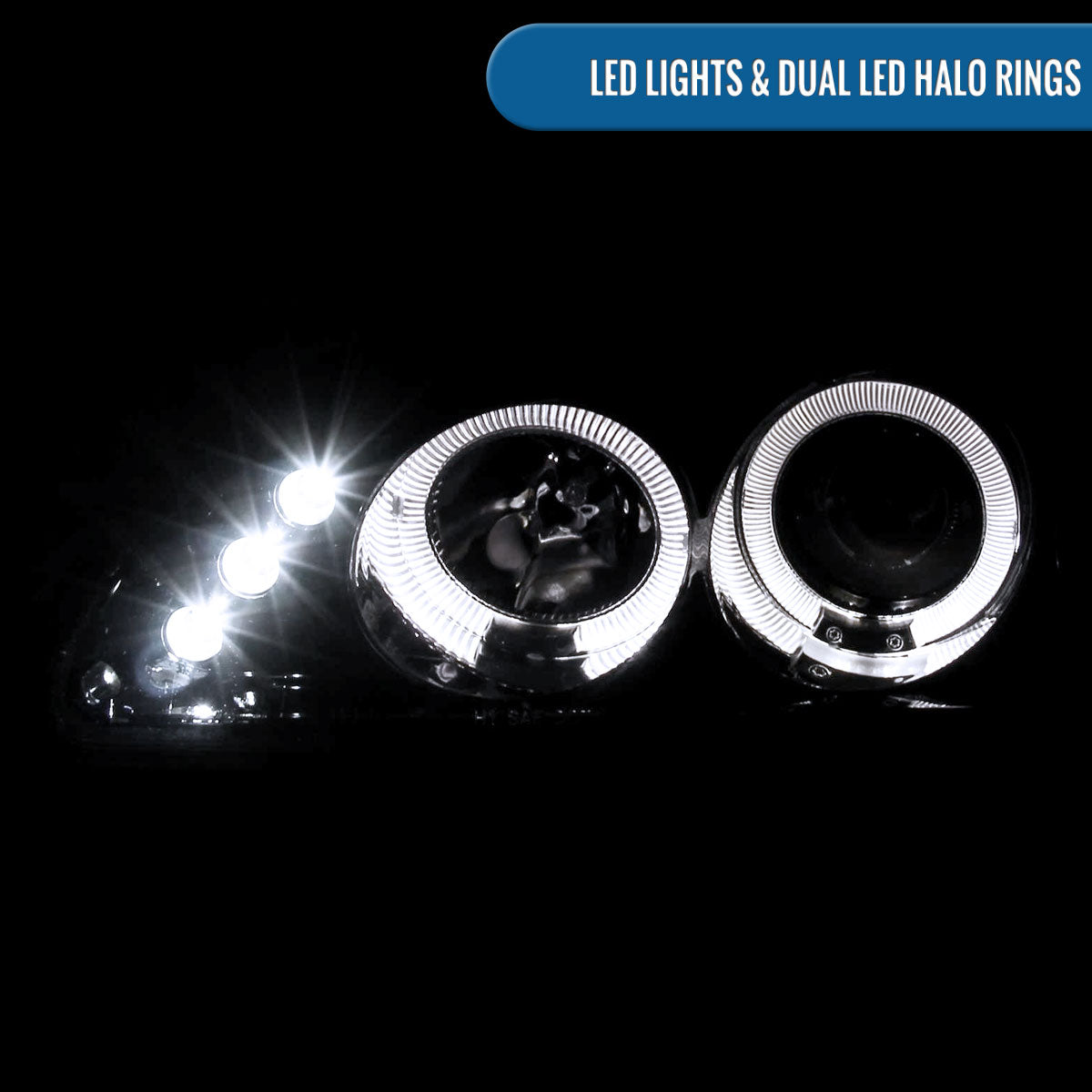 Ronnin - Compatible con Honda Civic 1992-1995 Par de faros delanteros con proyector de doble aro LED de repuesto mejorado | Negro humo