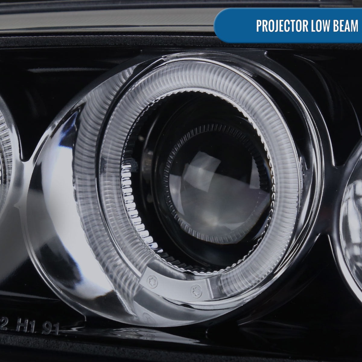 Ronnin - Compatible con Honda Civic 1992-1995 Par de faros delanteros con proyector de doble aro LED de repuesto mejorado | Negro humo