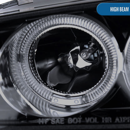 Ronnin - Compatible con Honda Civic 1992-1995 Par de faros delanteros con proyector de doble aro LED de repuesto mejorado | Negro humo
