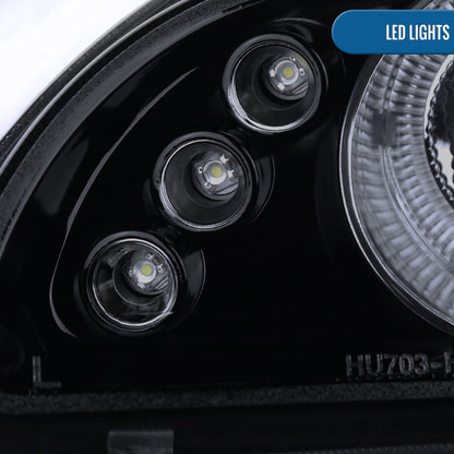 Ronnin - Compatible con Honda Civic 1992-1995 Par de faros delanteros con proyector de doble aro LED de repuesto mejorado | Negro humo