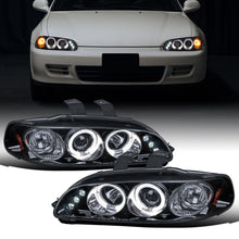 Ronnin - Compatible con Honda Civic 1992-1995 Par de faros delanteros con proyector de doble aro LED de repuesto mejorado | Negro humo