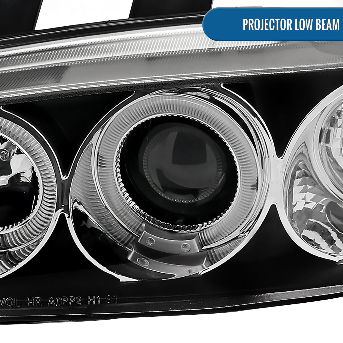 Ronnin - Se adapta a Honda Civic 1992-1995 Par de faros delanteros con proyector LED de doble aro mejorados | Negros