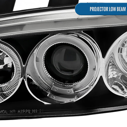 Ronnin - Se adapta a Honda Civic 1992-1995 Par de faros delanteros con proyector LED de doble aro mejorados | Negros