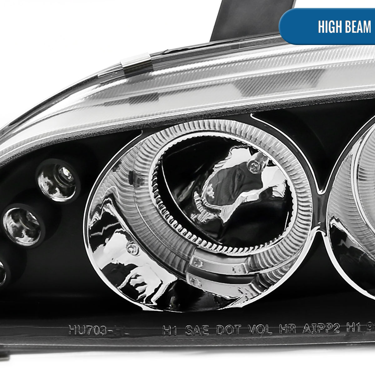 Ronnin - Se adapta a Honda Civic 1992-1995 Par de faros delanteros con proyector LED de doble aro mejorados | Negros