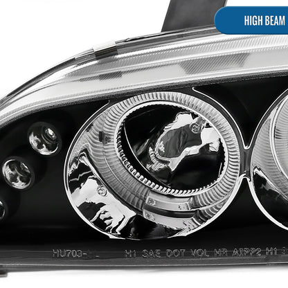 Ronnin - Se adapta a Honda Civic 1992-1995 Par de faros delanteros con proyector LED de doble aro mejorados | Negros
