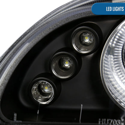 Ronnin - Se adapta a Honda Civic 1992-1995 Par de faros delanteros con proyector LED de doble aro mejorados | Negros