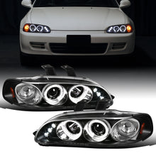 Ronnin - Se adapta a Honda Civic 1992-1995 Par de faros delanteros con proyector LED de doble aro mejorados | Negros