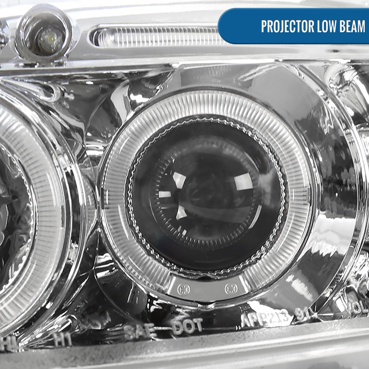 Ronnin - Faros delanteros con proyector y doble aro de LED, de repuesto, para Honda Civic 1996-1998 | Cromado
