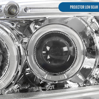 Ronnin - Faros delanteros con proyector y doble aro de LED, de repuesto, para Honda Civic 1996-1998 | Cromado