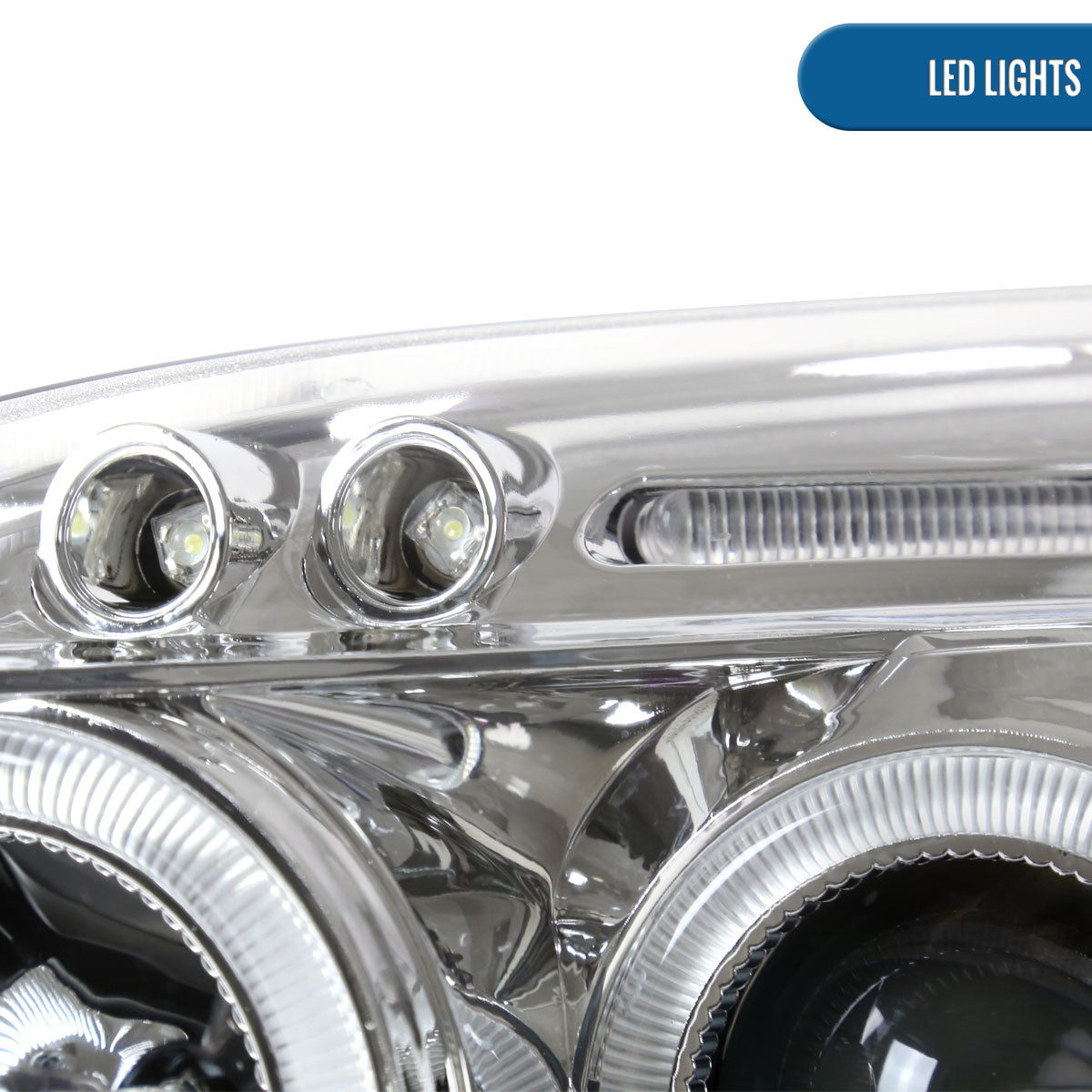 Ronnin - Faros delanteros con proyector y doble aro de LED, de repuesto, para Honda Civic 1996-1998 | Cromado
