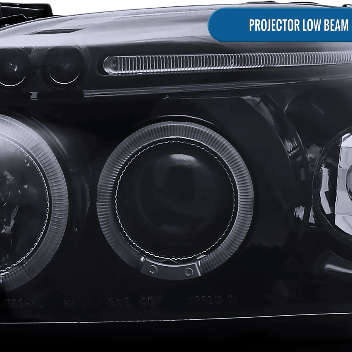 Ronnin - Faros delanteros tipo proyector de doble LED de repuesto mejorado para Honda Civic 1996-1998, par | Negro Ahumado