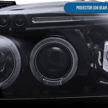 Ronnin - Faros delanteros tipo proyector de doble LED de repuesto mejorado para Honda Civic 1996-1998, par | Negro Ahumado