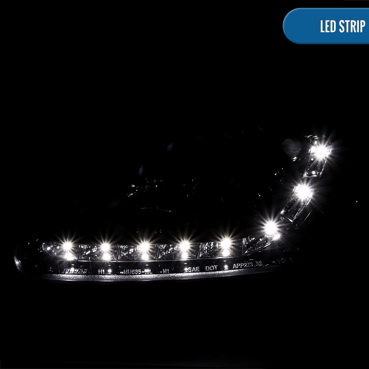Ronnin - Se adapta a Honda Civic 1996-1998, conjunto de faros delanteros con proyector de luces de circulación diurna LED de repuesto mejorado, par | Negro humo