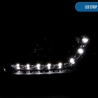 Ronnin - Se adapta a Honda Civic 1996-1998, conjunto de faros delanteros con proyector de luces de circulación diurna LED de repuesto mejorado, par | Negro humo