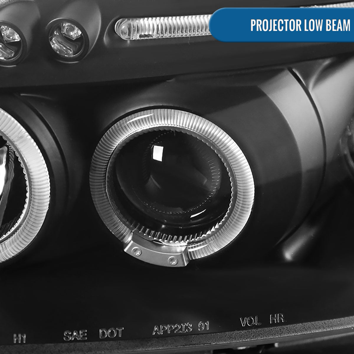 Ronnin - Faros delanteros con proyector LED doble de repuesto mejorados para Honda Civic 1996-1998, par | Negro