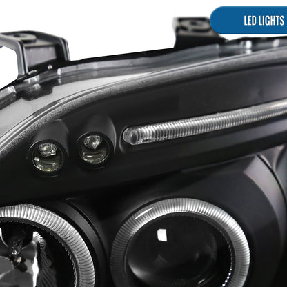 Ronnin - Faros delanteros con proyector LED doble de repuesto mejorados para Honda Civic 1996-1998, par | Negro