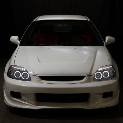 Ronnin - Faros delanteros con proyector LED doble de repuesto mejorados para Honda Civic 1996-1998, par | Negro
