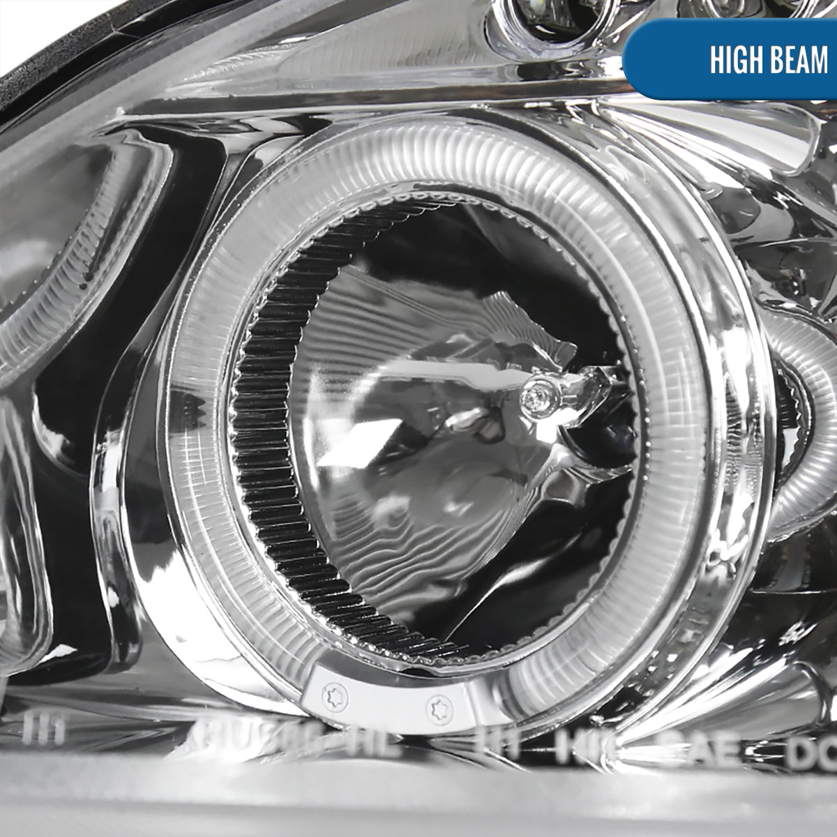 Ronnin - Compatible con Honda Civic 1999-2000, juego de dos faros delanteros con proyector, aros dobles LED, luces de circulación diurna, repuesto mejorado | Cromo