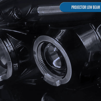Ronnin - Compatible con Honda Civic 1999-2000, juego de dos faros proyectores LED de doble aro para luces de marcha, repuesto mejorado | Negro Ahumado