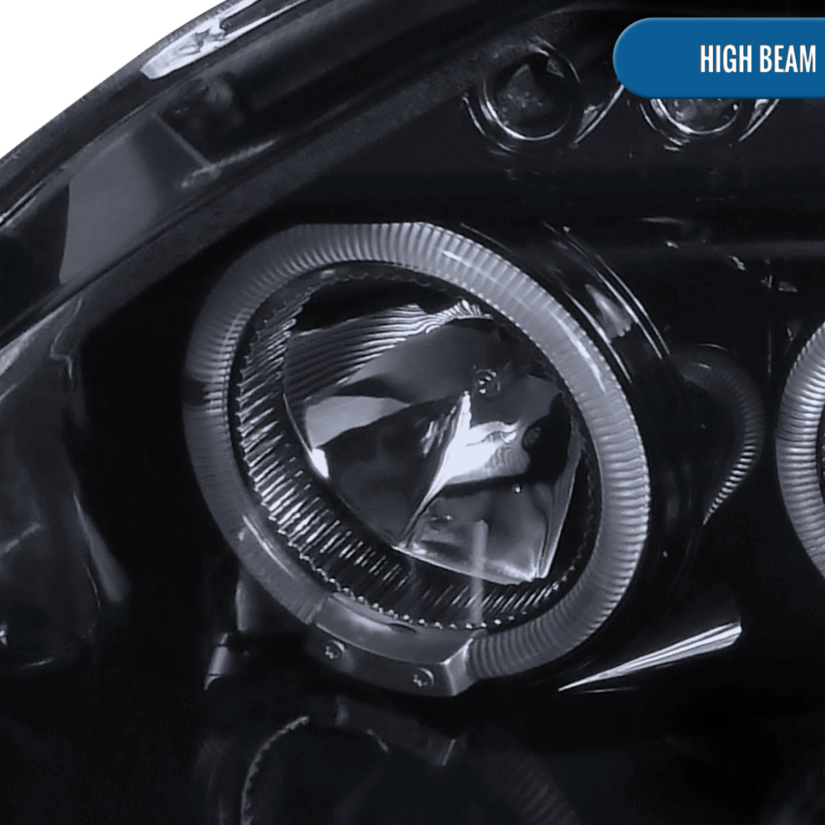 Ronnin - Compatible con Honda Civic 1999-2000, juego de dos faros proyectores LED de doble aro para luces de marcha, repuesto mejorado | Negro Ahumado