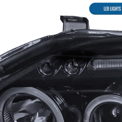 Ronnin - Compatible con Honda Civic 1999-2000, juego de dos faros proyectores LED de doble aro para luces de marcha, repuesto mejorado | Negro Ahumado