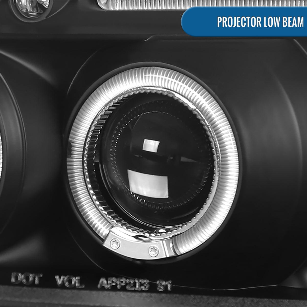 Ronnin - Se adapta a Honda Civic 1999-2000. Juego de faros delanteros con proyector de LED de doble aro para luces de marcha. Par de ensamblajes. Negro.