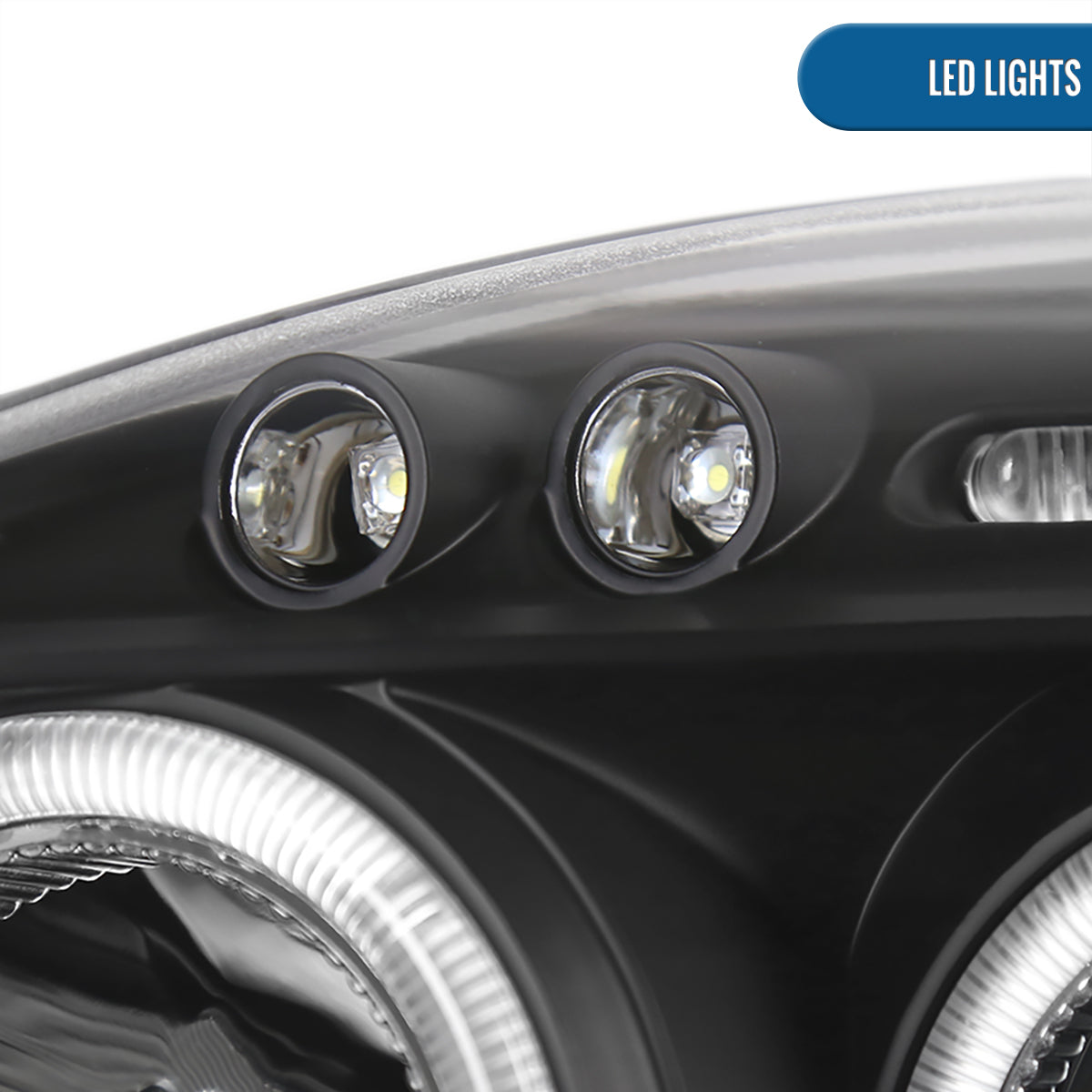 Ronnin - Se adapta a Honda Civic 1999-2000. Juego de faros delanteros con proyector de LED de doble aro para luces de marcha. Par de ensamblajes. Negro.
