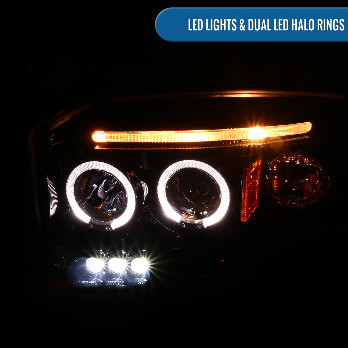 Ronnin - Se adapta a Dodge Dakota 2005-2007. Montaje de faros delanteros de proyector LED de doble aro de repuesto y mejora | Par ahumado negro