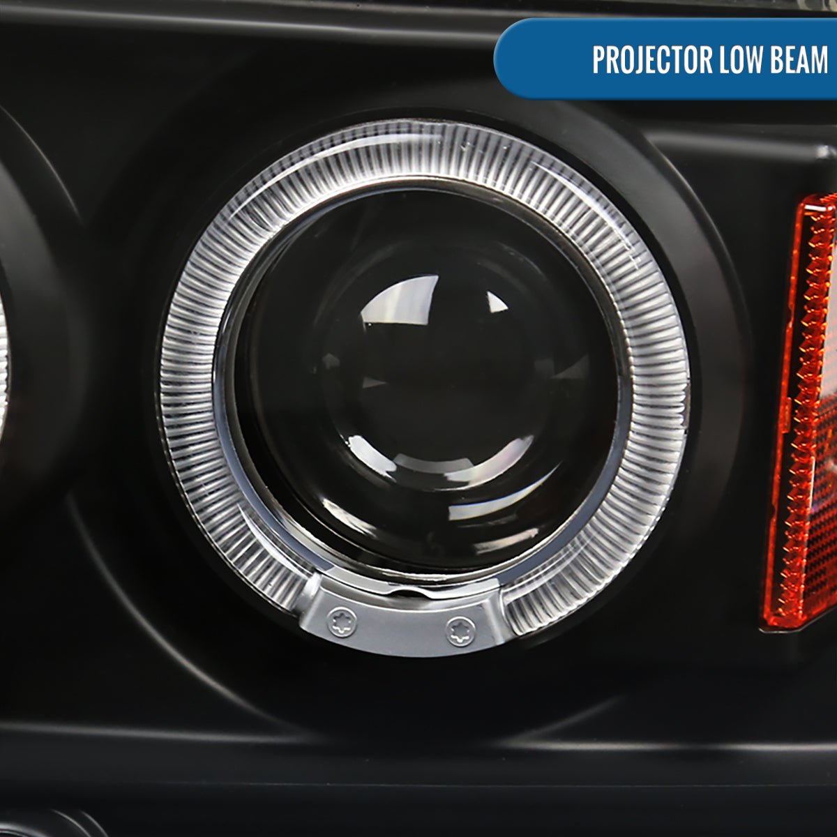 Ronnin - Se adapta a Dodge Dakota 2005-2007, mejora, reemplazo, luces delanteras de proyector LED de doble aro, conjunto de faros, par | Negro