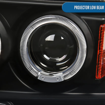 Ronnin - Se adapta a Dodge Dakota 2005-2007, mejora, reemplazo, luces delanteras de proyector LED de doble aro, conjunto de faros, par | Negro