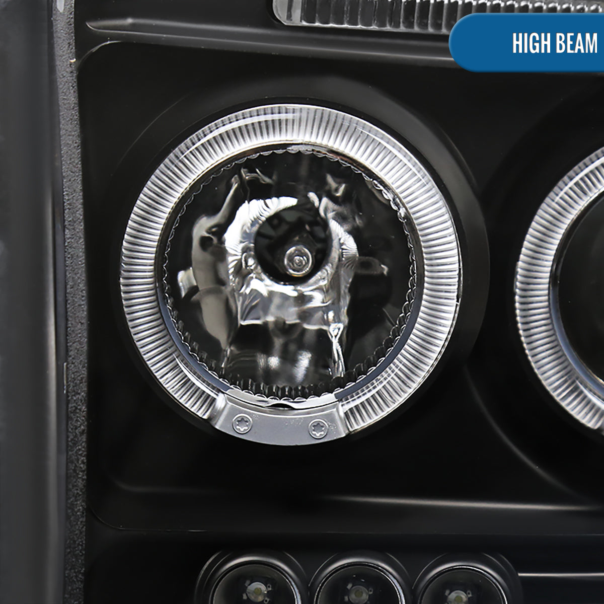 Ronnin - Se adapta a Dodge Dakota 2005-2007, mejora, reemplazo, luces delanteras de proyector LED de doble aro, conjunto de faros, par | Negro