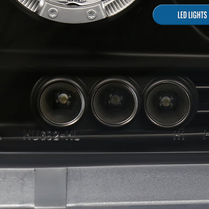 Ronnin - Se adapta a Dodge Dakota 2005-2007, mejora, reemplazo, luces delanteras de proyector LED de doble aro, conjunto de faros, par | Negro