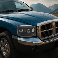 Ronnin - Se adapta a Dodge Dakota 2005-2007, mejora, reemplazo, luces delanteras de proyector LED de doble aro, conjunto de faros, par | Negro